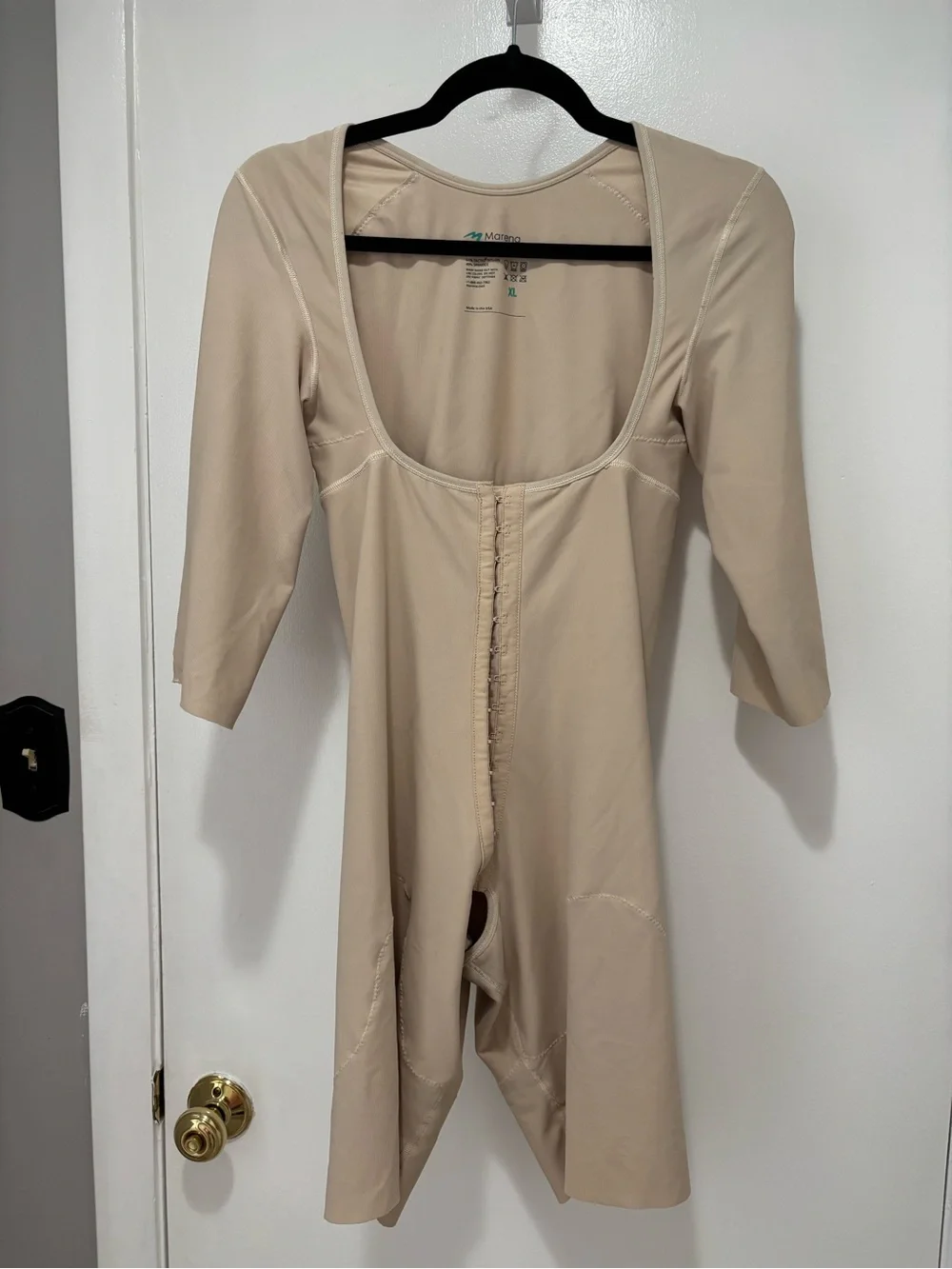 Marena Recovery Bodysuit 3/4 Sleeve Sculpting Suit in Beige XL